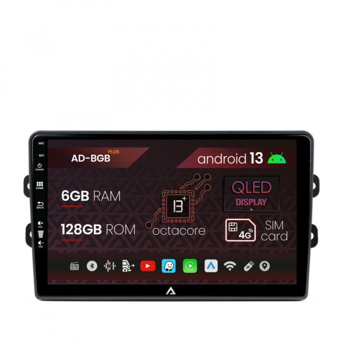 Navigatie Dacia Renault, Android 13, B-octacore 6GB RAM + 128GB ROM, 9 Inch AD-BGB9006-AD-BGRKIT383