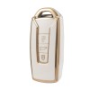 Husa Cheie VW Touareg 2020-2023, Smartkey, 3 Butoane, Tpu, Alb cu contur auriu AutoProtect KeyCars, Oem