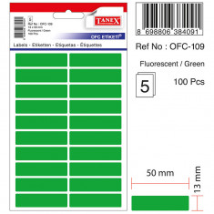 Etichete Autoadezive Color, 13 X 50 Mm, 100 Buc/set, Tanex - Verde Fluorescent