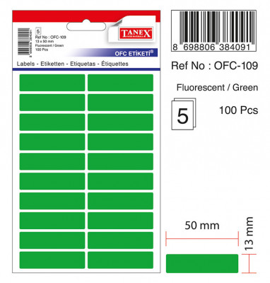 Etichete Autoadezive Color, 13 X 50 Mm, 100 Buc/set, Tanex - Verde Fluorescent foto