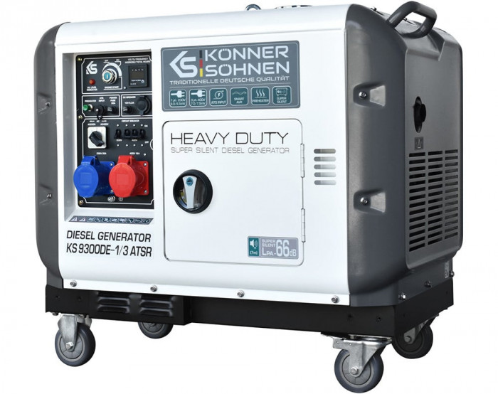 Generator de curent 7.5 kW diesel - Heavy Duty - insonorizat - Konner &amp; Sohnen - KS-9300DE-1/3-ATSR-Super-Silent