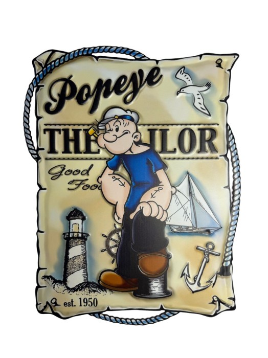 Placă metalică Popeye the Sailor &ndash; Retro Metal Wall Sign