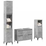 VidaXL Set mobilier de baie, 3 piese, gri beton, lemn compozit