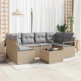 VidaXL Set de canapele pentru grădină 7 pcs Bej, Gri 55 x 55 x 37 cm
