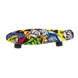 Skateboard, Cu cadru din aluminiu, Acoperire antiderapanta, Cu design graffiti, 56 x14 cm, Pana la 100 kg