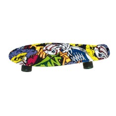 Skateboard, Cu cadru din aluminiu, Acoperire antiderapanta, Cu design graffiti, 56 x14 cm, Pana la 100 kg