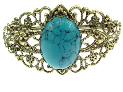 Bratara bronz antic cu turcoaz 25x18 MM foto