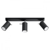 Lustră De Tavan Ring Negru Oțel 3 Becuri Tub Modern De Interior
