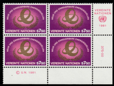 Natiunile unite-UNO Viena 1981-Surse alternative de energie,dant., MNH,Mi.20 foto