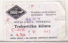 bnk div Bilet de telecabina - Sarajevo - 1971 foto