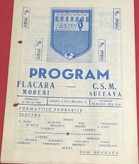 Program meci fotbal FLACARA MORENI-CSM SUCEAVA (19.03.1988)