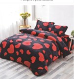Lenjerie de pat cocolino neagra cu inimi
