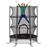 HOMCOM Trambulină pentru Copii 3-10 Ani cu Plasă de Siguranță, Suprafață Elastică cu Bare Capitonate, &Oslash;163x190 cm, Negru | Aosom Romania
