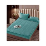 Husa de Saltea Tip Topper cu Elastic + 2 Fete de Perna Catifea, Turcoaz 160x200 - JO989