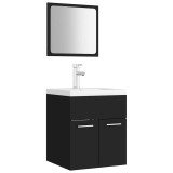 Cumpara ieftin Set mobilier de baie, negru, lemn prelucrat