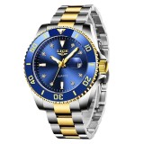 Ceas Bărbați Lige 89151 Auriu-Albastru &ndash; Design Business, Funcții Multiple, Rezistent la Șocuri, Rezistent la Apă 3ATM