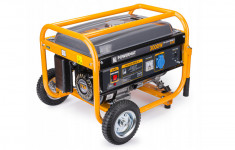 Generator curent electric 3000 W, 3 KW, 220 V, Stabilizator de tensiune (AVR), Monofazat, protectie suprasarcina, roti si manere pentru transport, Pow foto