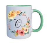 Cana Ceramica Verde Personalizata cu Initiala O, 330ml, INOVATIX&reg; - Cadou Universal