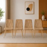 Set 4 scaune Artool Libra pentru bucatarie si living, catifea maro