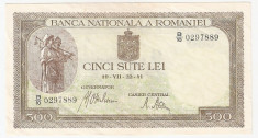ROMANIA 500 LEI IULIE 1941 FILIGRAN BNR VERTICAL XF foto