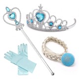 Cumpara ieftin Set Accesorii Printesa Elsa Frozen, IdeallStore&reg;, 4 piese: Coroniță, Baghetă, Coadă, Mănuși, 3-12 ani