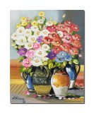 Tablou cu anemone pictat manual, Din gradina bunicii, 50x40cm ulei pe panza, Constantin Feraru