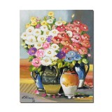 Tablou cu anemone pictat manual, Din gradina bunicii, 50x40cm ulei pe panza, Constantin Feraru