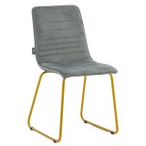 Cumpara ieftin Scaun Amalia metal auriu cu catifea gri