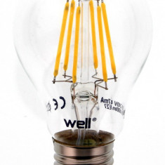 Bec LED filament A60 E27 6W 230V lumina calda Well