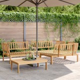 Set canapea grădină paleți vidaXL, 4 piese, lemn masiv acacia, maro, exterior, masă inclusă, modular