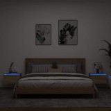 vidaXL Noptiere montate pe perete cu lumini LED, 2 buc., stejar sonoma