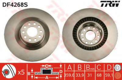 Disc frana VW PHAETON (3D) (2002 - 2016) TRW DF4268S foto