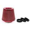 Filtru Aer Sport Conic Rosu Amio, Bumbac, Universal, 3 Adaptoare 76-55mm, Inox
