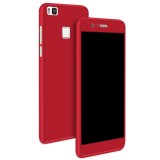 Husa 360 Full Cover Huawei P9 Lite, Plastic, Protectie Completa Fata + Spate, Anti-soc, Anti-zgarieturi, Rosu