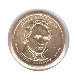 Moneda SUA 1 dollar/dolar 2010 D James Buchanan, stare foarte buna, cu luciu