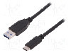 Cablu USB A mufa, USB C mufa, USB 2.0, lungime 1m, negru, ASSMANN - AK-300136-010-S