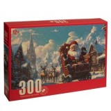 Puzzle de Craciun cu Mos Craciun in Sanie, 300 de Piese, CMCLASS