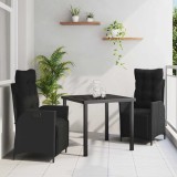 vidaXL Set de masă pentru grădină cu pernă 3 pcs Negru poliratan 3380533