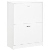 HOMCOM Dulap pentru pantofi dim. 60L x 24l x 80H cm 2 uși batante Alb | Aosom Romania