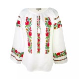 Cumpara ieftin Bluza Tip Ie Alba cu Motiv Floral Rosu - BMG49