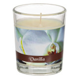 Lumanare parfumata cu aroma proaspata de vanilie, in pahar, 5 x 6.5 cm, Oem