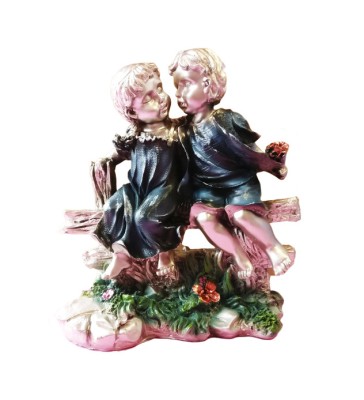 Statueta Doi copii fata si baiat pupandu-se pe obraz 22x28 cm foto
