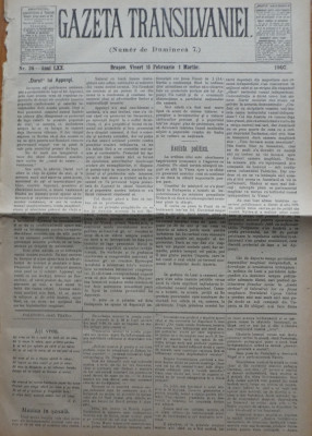 Gazeta Transilvaniei , Numer de Dumineca , Brasov , nr. 36 , 1907 foto