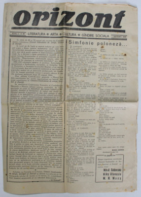 ORIZONT, REVISTA DE LITERATURA , ARTA , CULTURA , GANDIRE SOCIALA , ANUL I , NR. 20 , SEPT. 1945 foto