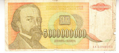 B11 3 - Bancnota foarte veche - Fosta Jugoslavia - 5000000000 dinarI - 1993 foto