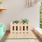 Jardiniera gradina vidaXL, design gard, 60x30x30 cm, lemn masiv pin, maro. Ghiveci exterior flori, plante