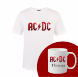 &quot;AC/DC&quot; Set Personalizat &ndash; Tricou + Cană Alb XXL