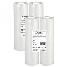 Set 4 role pungi vidat gofrate, dimensiuni 150x3000 mm, transparente, grosime 85 microni, preparare sau depozitare Sous Vide