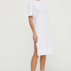 Armani Exchange rochie din bumbac culoarea alb, mini, drept