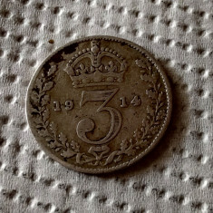 Marea Britanie - 3 Pence 1914 - Argint